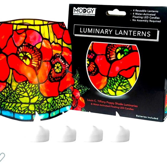 MODGY LUMINARY LANTERNS - TIFFANY POPPY SHADE DESIGN - PACK OF FOUR - Picture 1 of 5